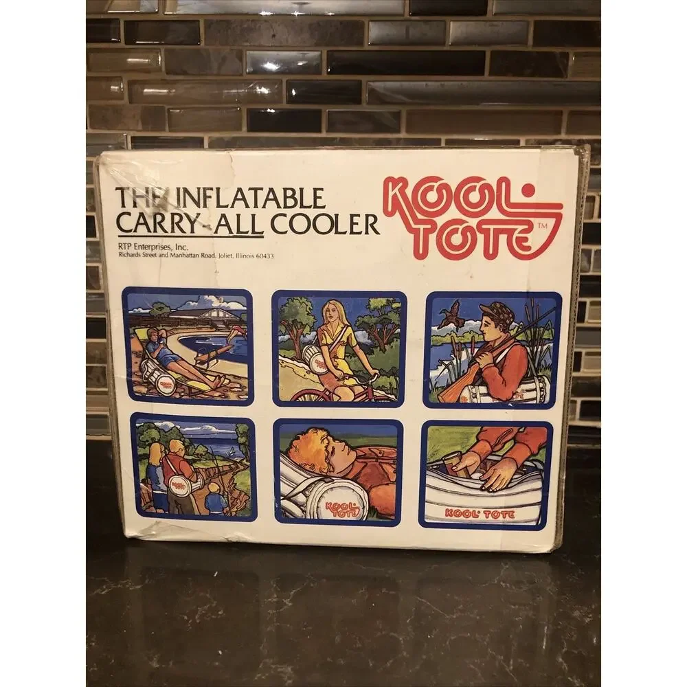 VINTAGE RARE!! KOOL TOTE Inflatable Carry-All Cooler 14 quarts, strap‎ zipper